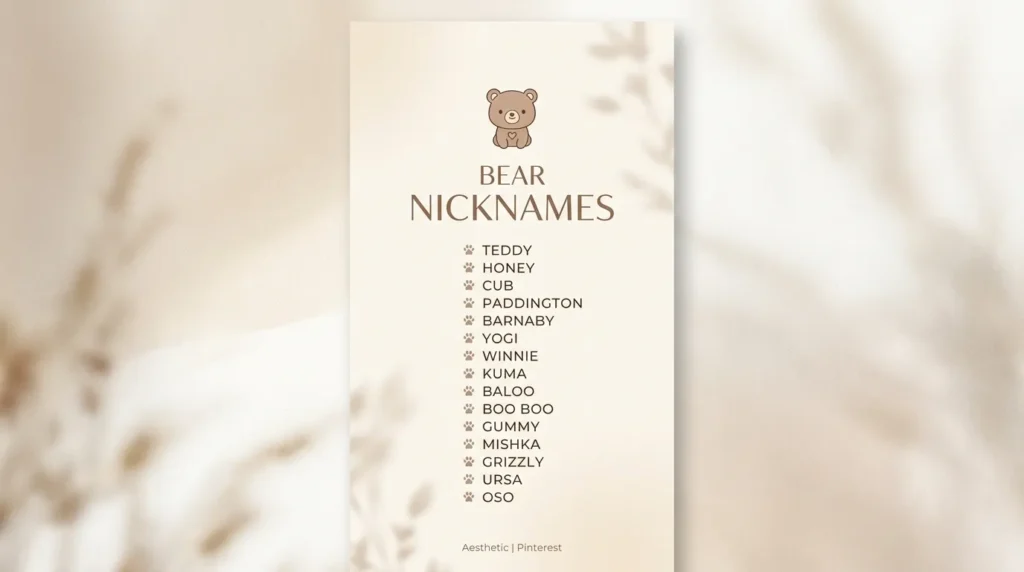Aesthetic Bear Nicknames