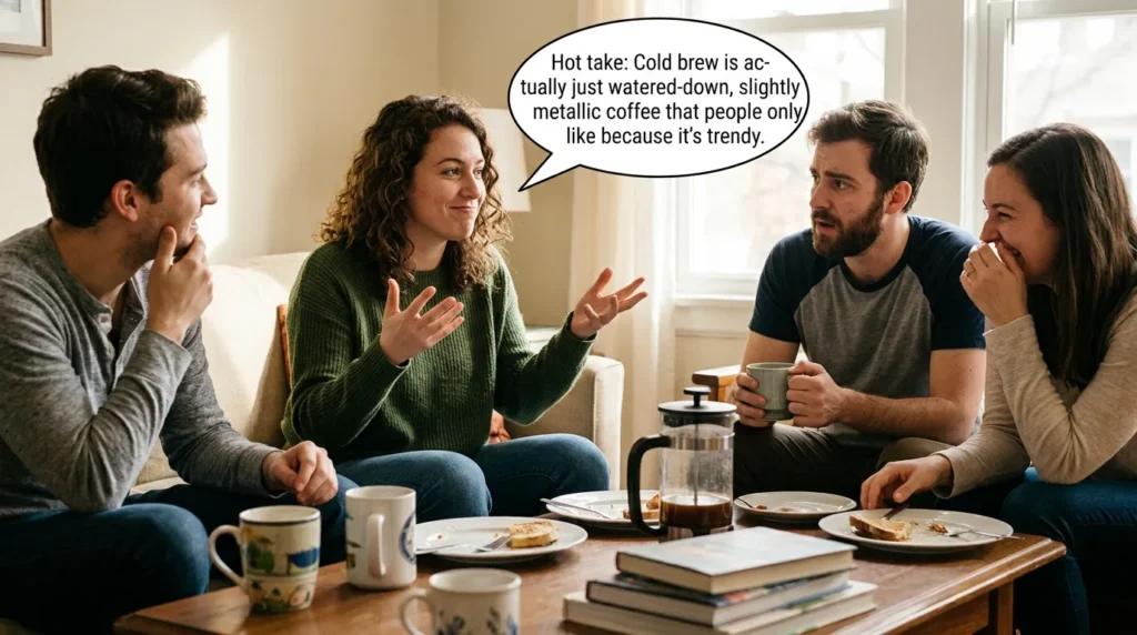 Examples of Hot Take in Conversation