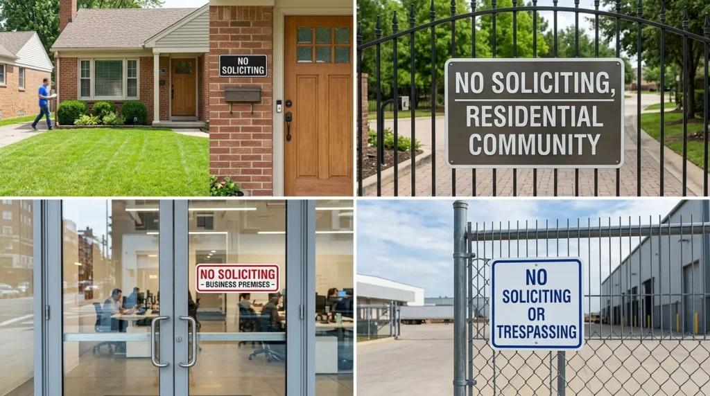 Where Are No Soliciting Signs Commonly Found?