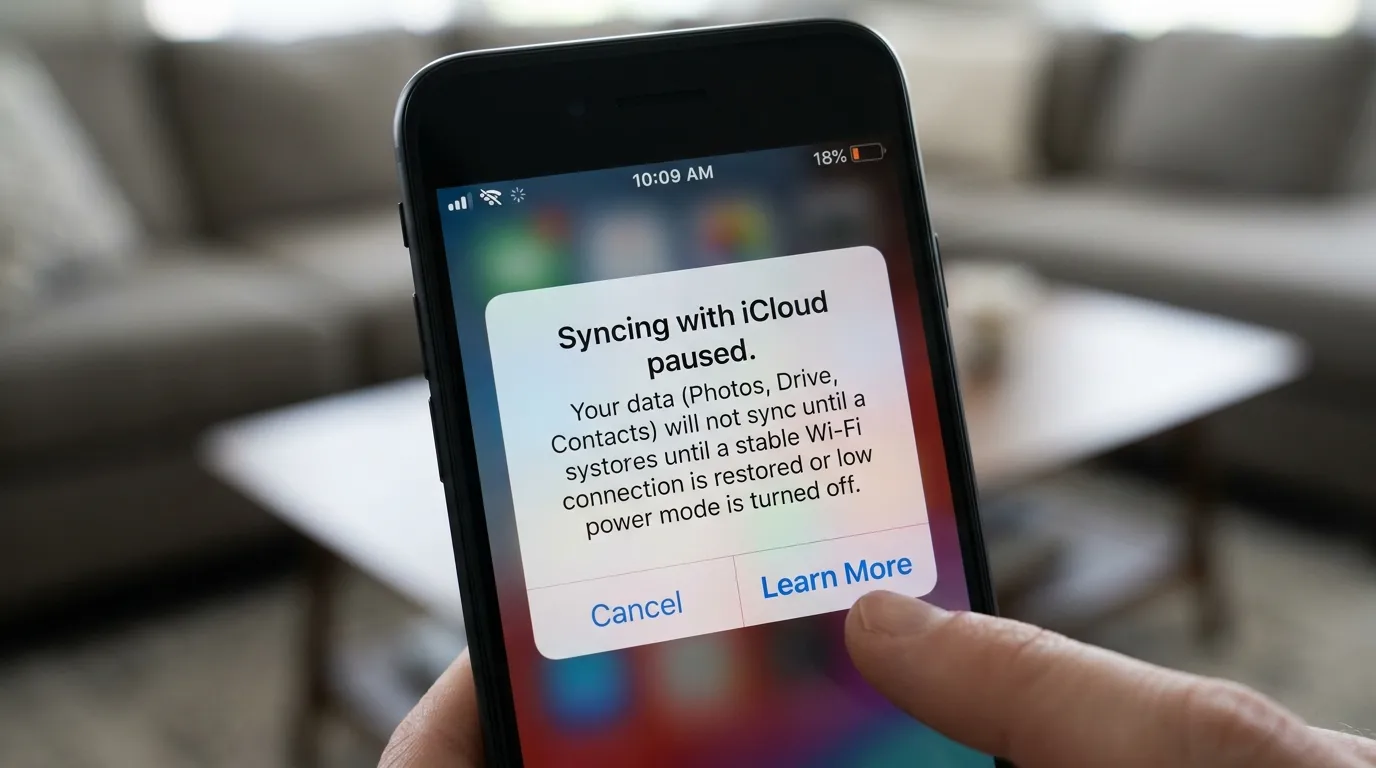 what does syncing with icloud paused mean